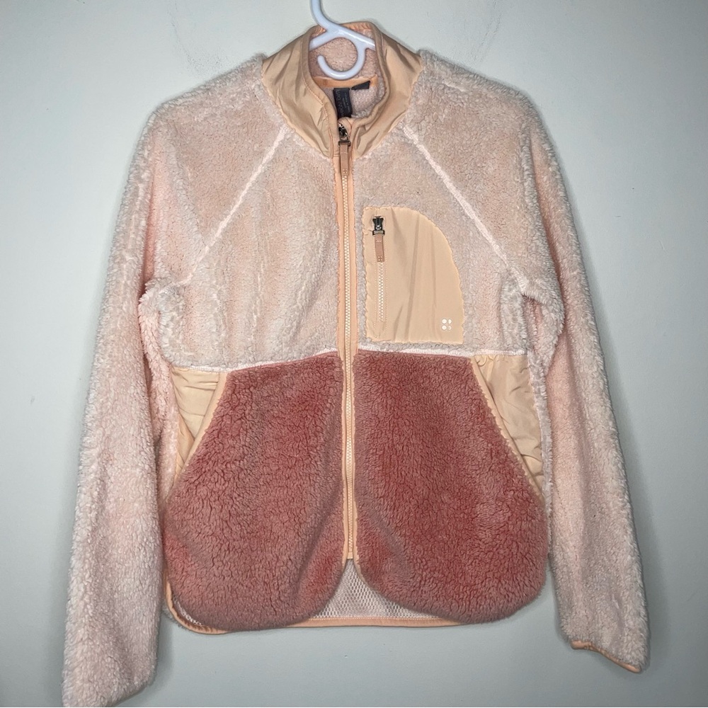 Sweaty Betty Women's Jacket Tulle Pink Soft Touch Pennine Full Zip Fleece Size 6